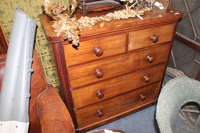 Appraisal: A VICTORIAN MAHOGANY CHEST of two short and three long