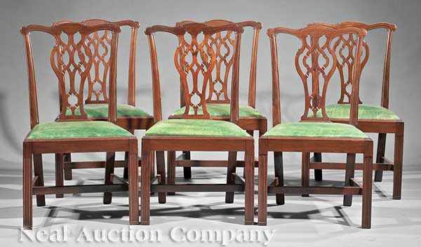 Appraisal: A Set of Twelve Antique George III-Style Carved Mahogany Dining