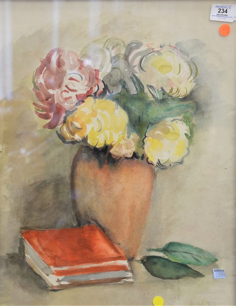 Appraisal: Louise Merkel-Romee Polish - still life with books watercolor on