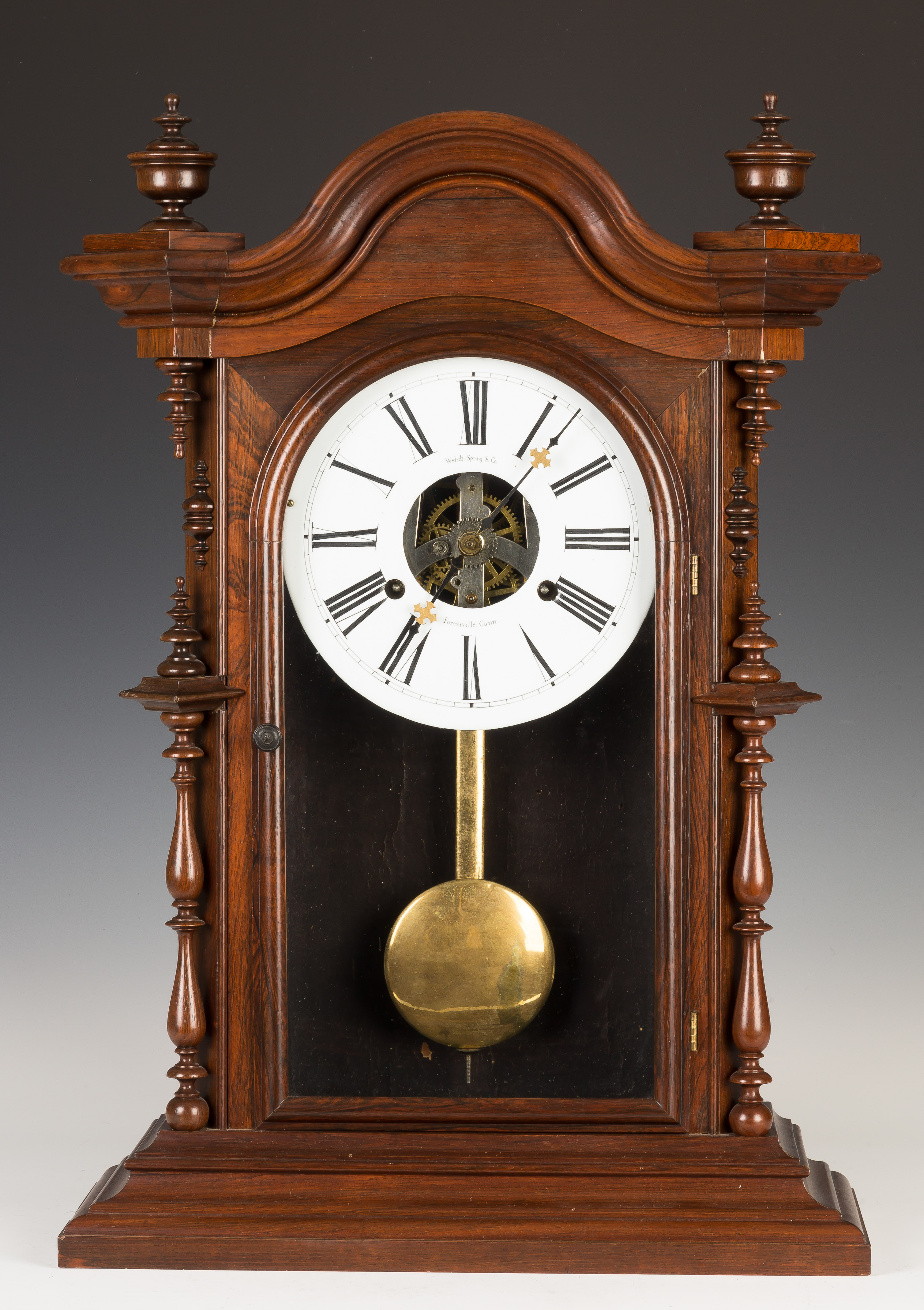 Appraisal: Titien's Welch Spring Co Shelf Clock Rosewood case old finish