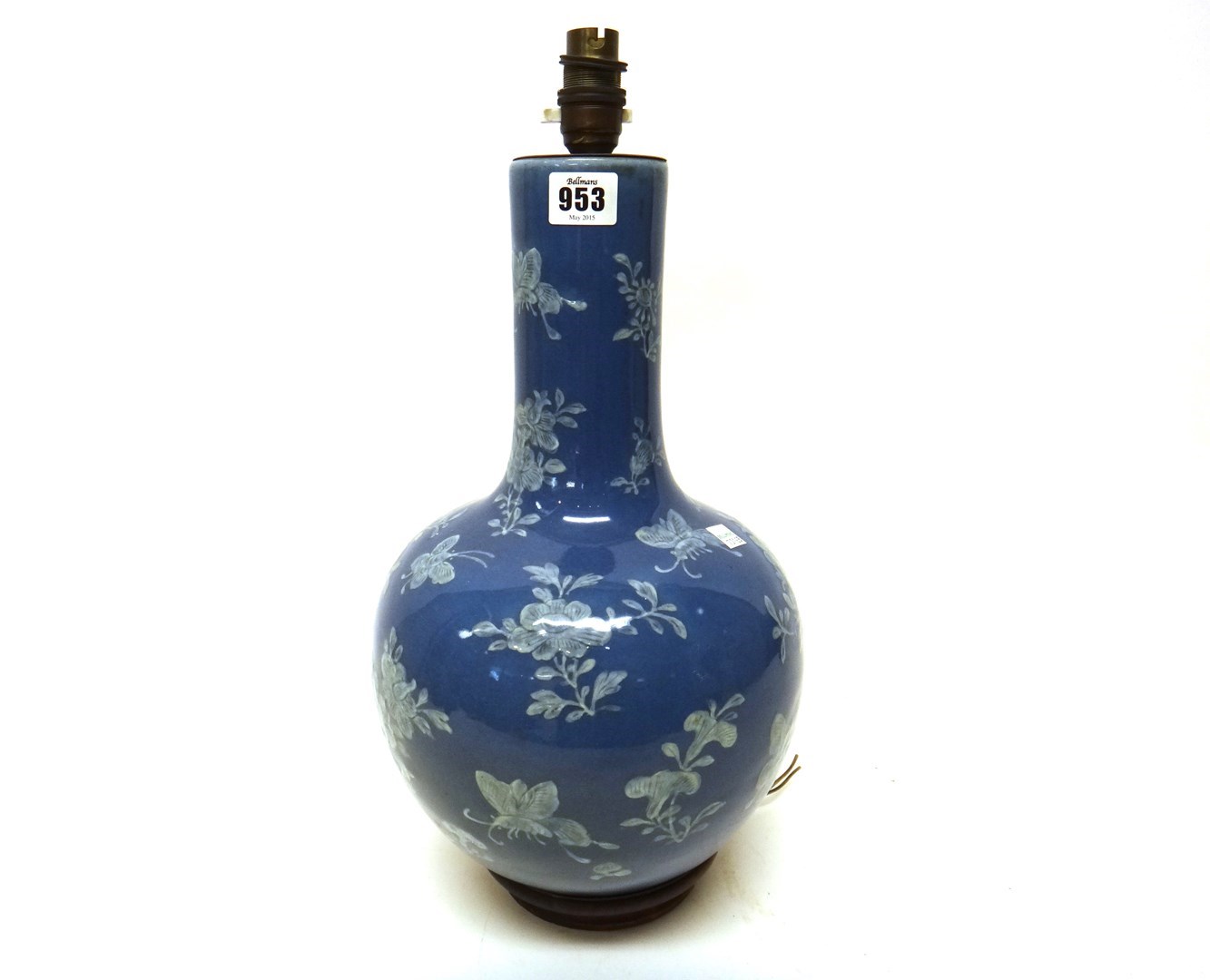 Appraisal: A Chinese blue-ground bottle vase th century painted in white