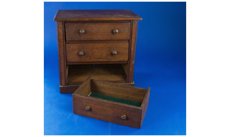 Appraisal: Mahogany Miniature Chest Of Drawers Comprising Three Long Graduating Drawers