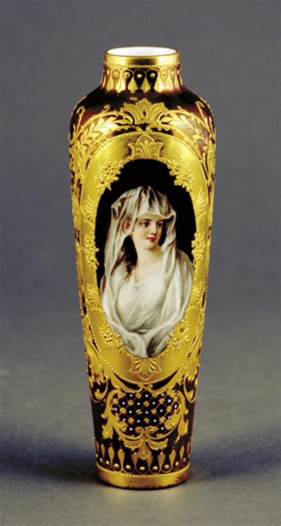 Appraisal: Dresden porcelain vase circa ovoid form decorated with cartouche of