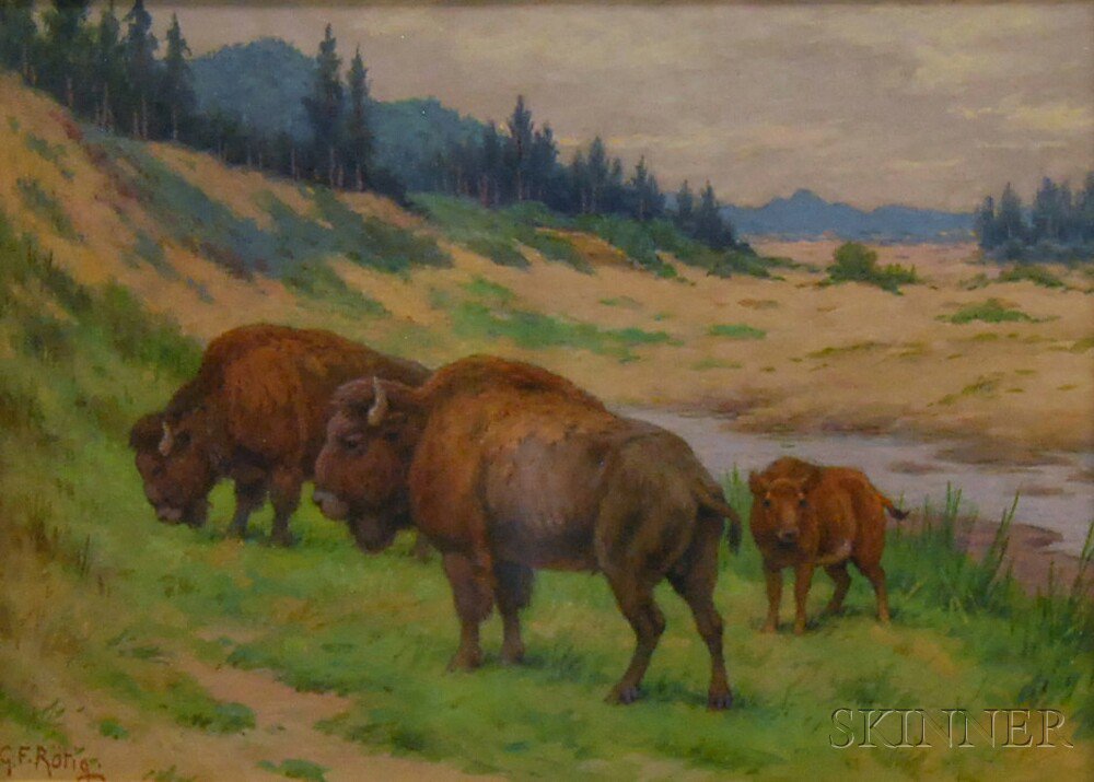 Appraisal: Georges Frederic R tig French - Grazing Bison Signed G