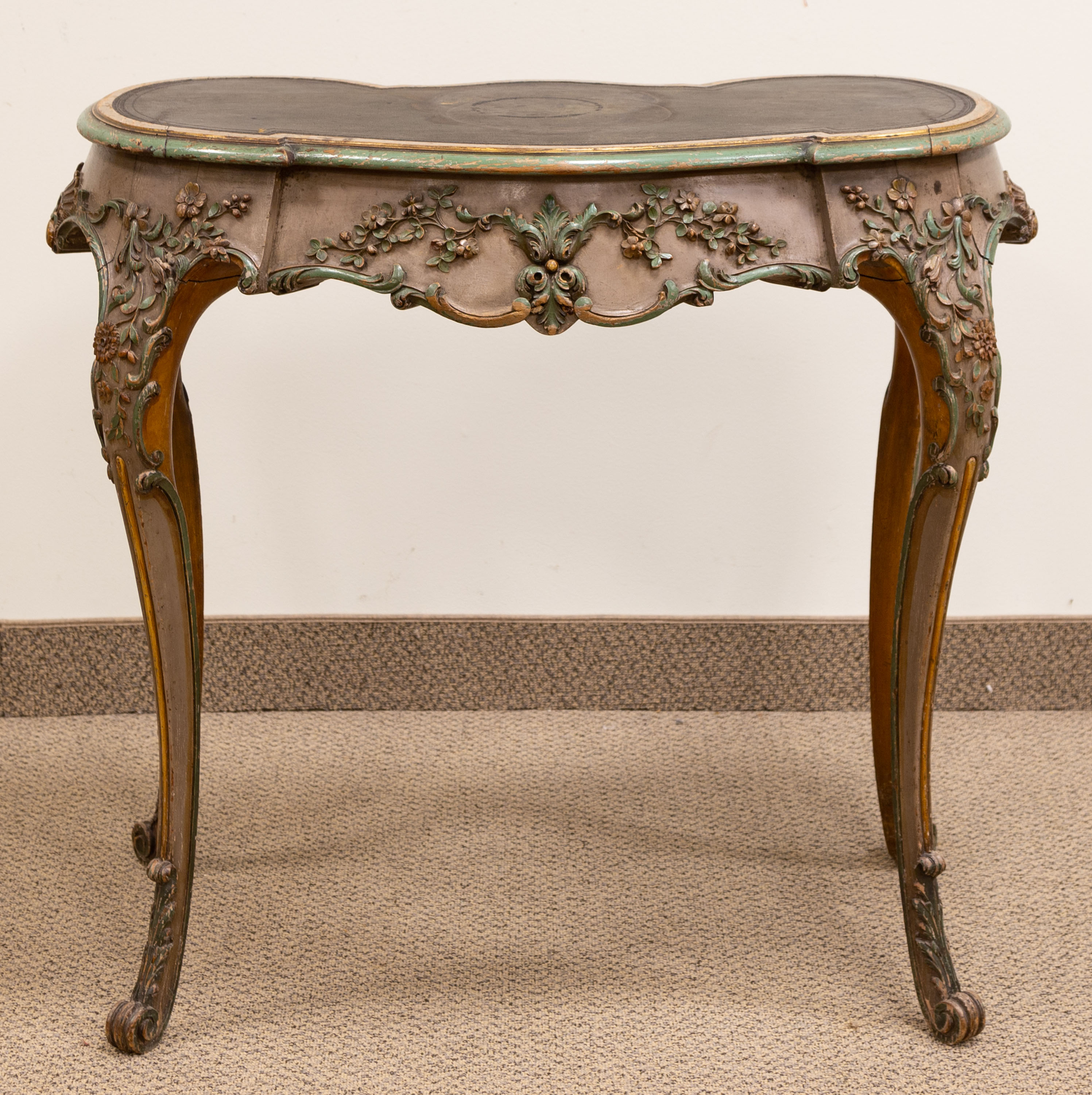 Appraisal: FRENCH BOUDOIR DESK Early th century original paint and leather