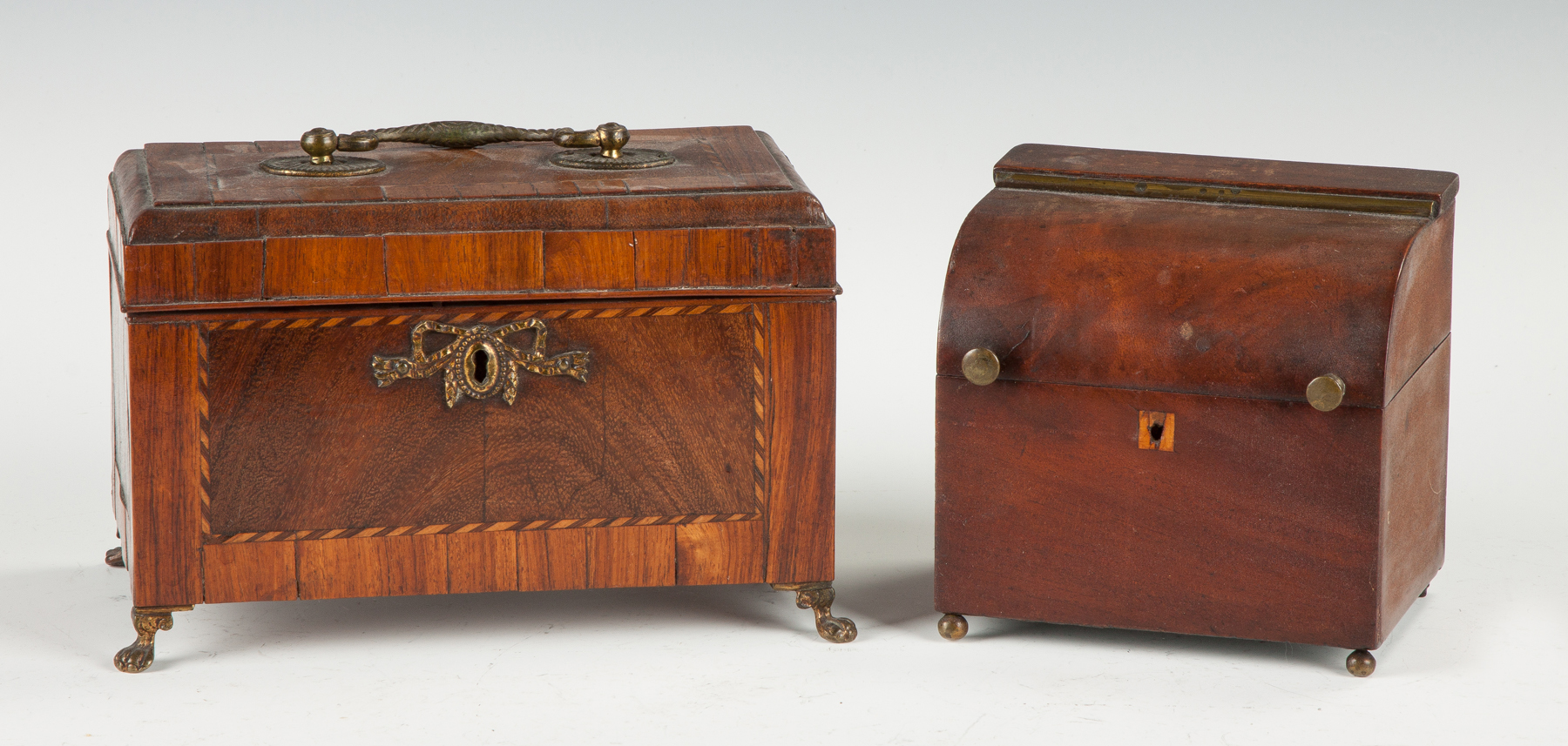 Appraisal: Two Mahogany Tea Caddies Both early th cent L Inlaid