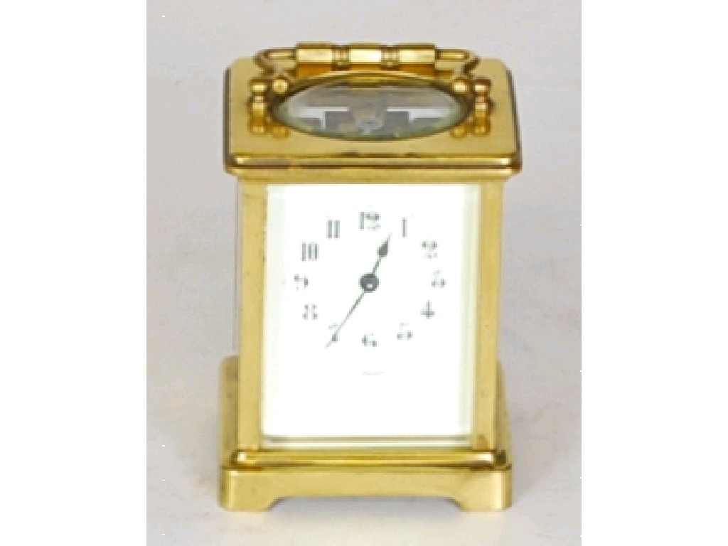 Appraisal: EARLY TWENTIETH CENTURY FRENCH BRASS CARRIAGE CLOCK inscribed A Siemes