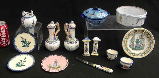 Appraisal: Assorted lot of Quimper Pitchers bowls coasters salt and pepp