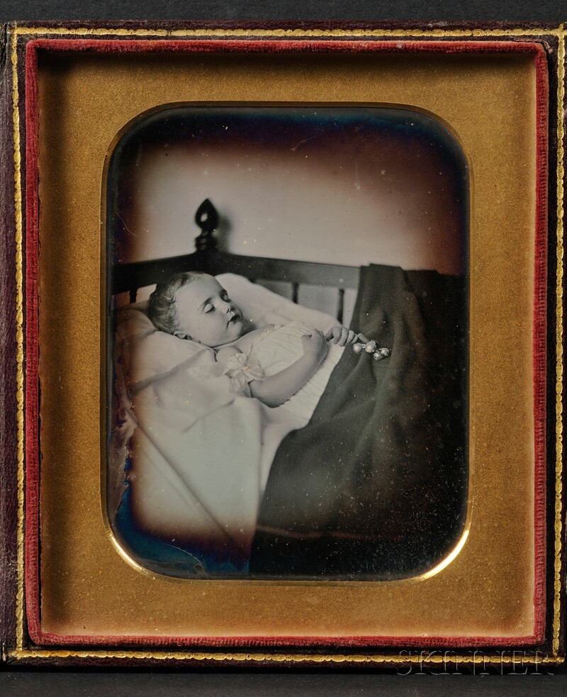 Appraisal: Quarter Plate Daguerreotype Portrait of a Deceased Child in a