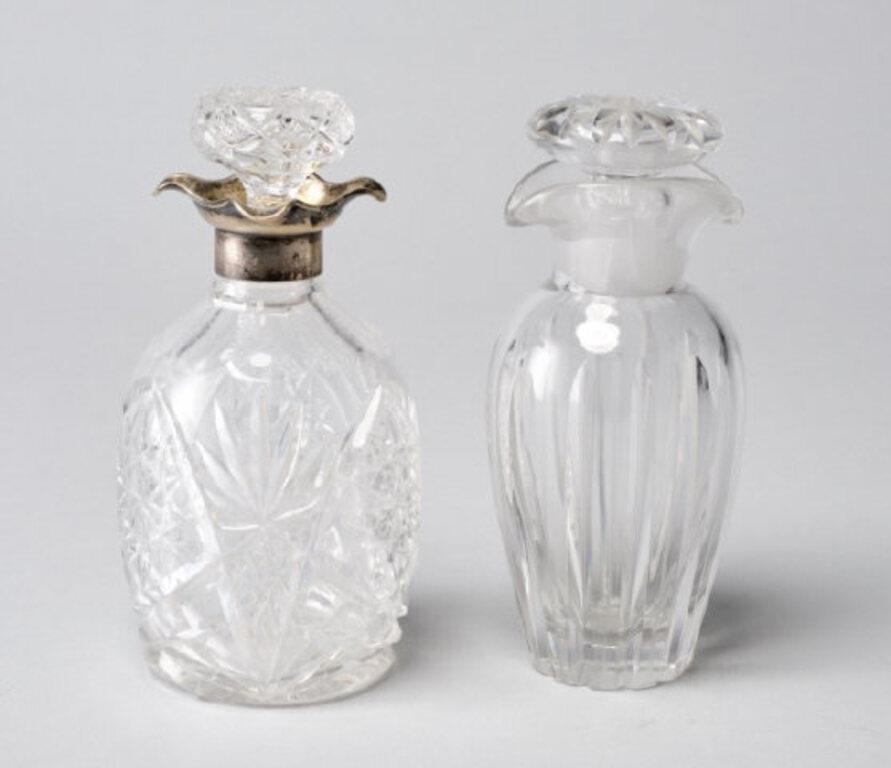 Appraisal: Two crystal decanters a fluted decanter with a double-lip rim