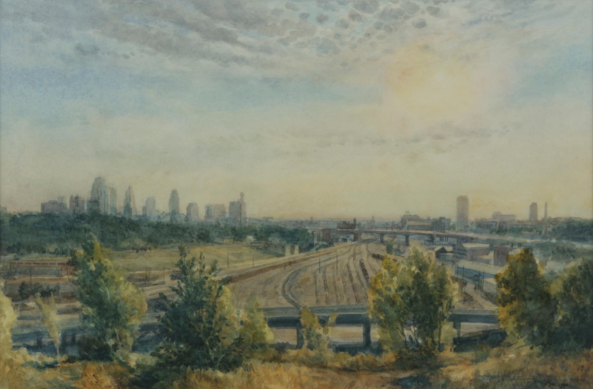 Appraisal: DOUG OSA 'K C FROM CAMBRIDGE CIRCLE' WATERCOLOR Doug Osa