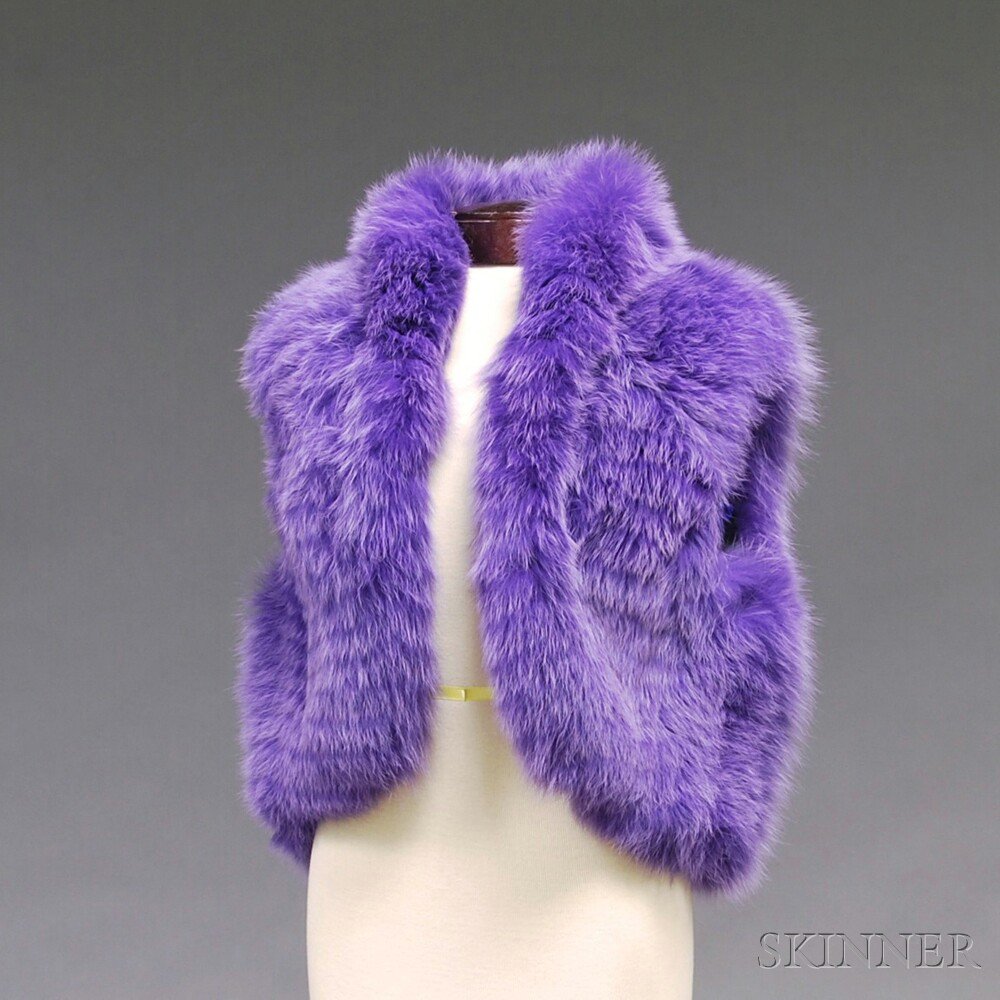 Appraisal: Paola Quadretti Purple Fox Fur Vest Florence Italy with peacock-patterned