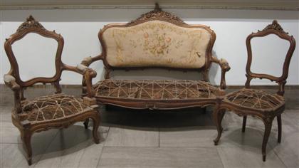 Appraisal: Rococo Revival walnut and parcel gilt salon suite second half