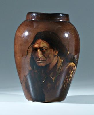 Appraisal: R Wisecarver American Indian pottery molded earthenware vessel with collared