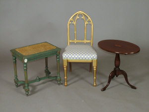 Appraisal: A green painted and gilded stool early th century the