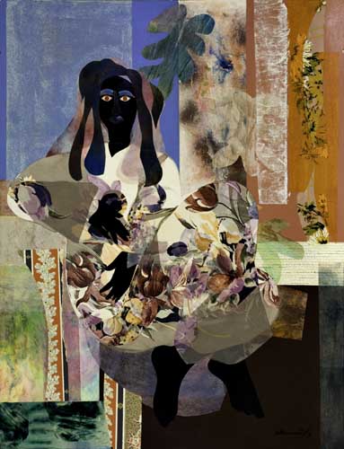 Appraisal: JAMES DENMARK - Untitled Mixed paper fabric collage and oil