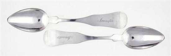 Appraisal: Rare pair Southern coin silver spoons W W Ward Winnsboro