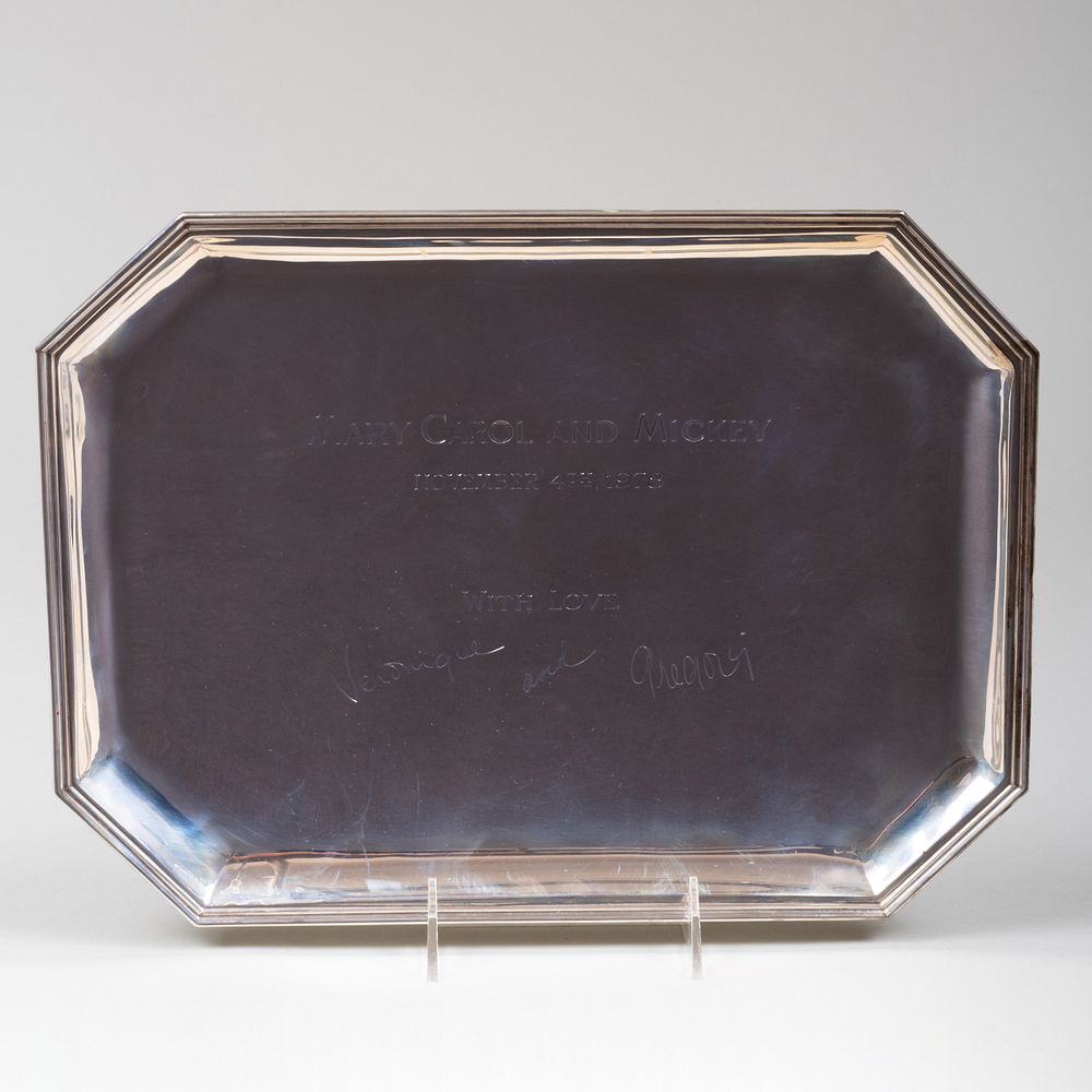 Appraisal: Cartier Silver Wedding Tray Inscribed from Gregory and Veronique Peck