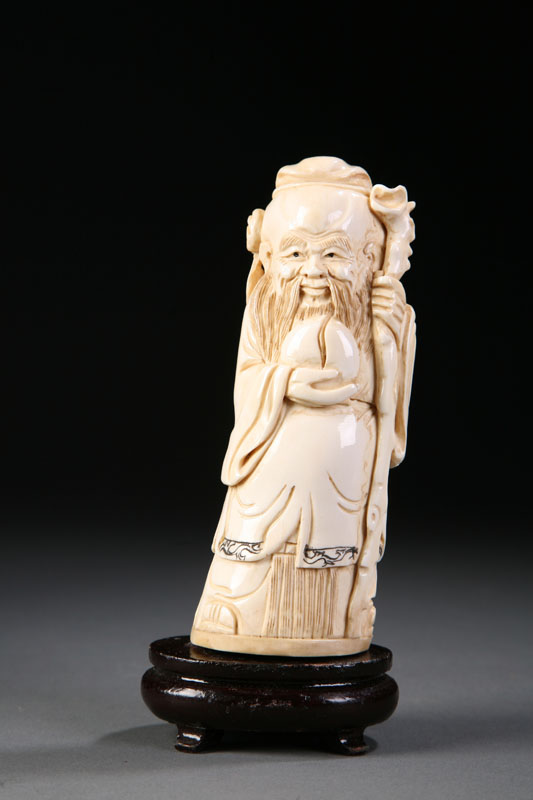 Appraisal: IVORY FIGURE China Carved figure of Shou Lao the Chinese