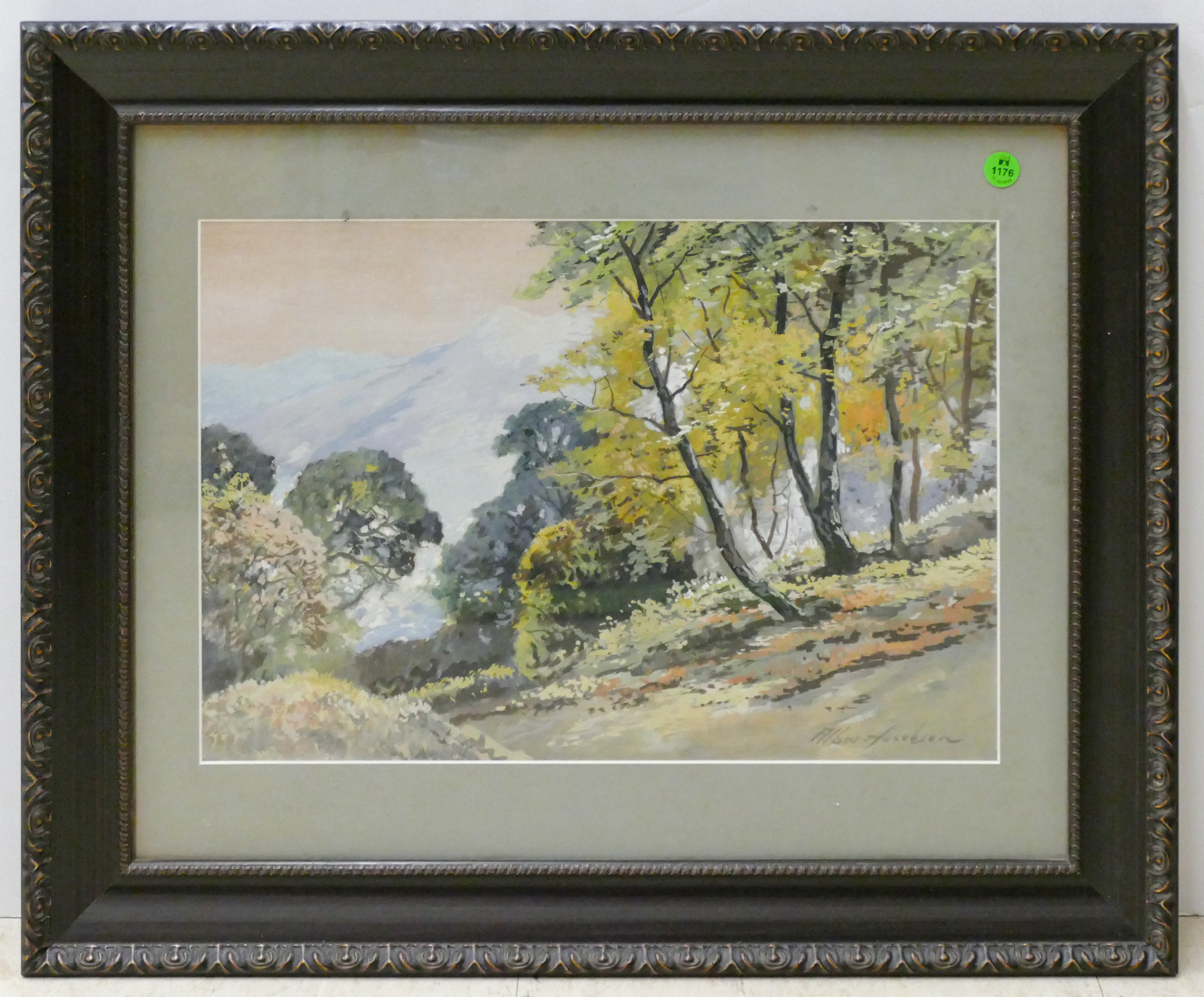 Appraisal: Albert Jacobson - CA Hillside Landscape Gouache on Paper Framed