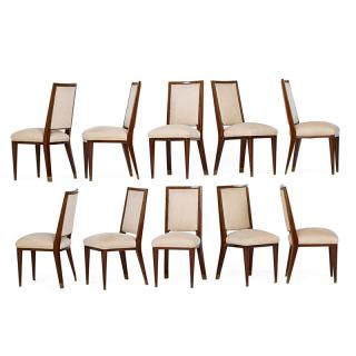 Appraisal: AFTER JEAN ROYERE Ten dining chair VENINI Attr Chandelier VENINI