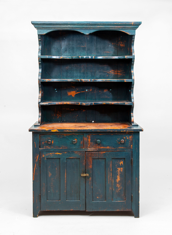 Appraisal: AMERICAN BLUE PAINTED TWO DOOR CUPBOARD in x in x