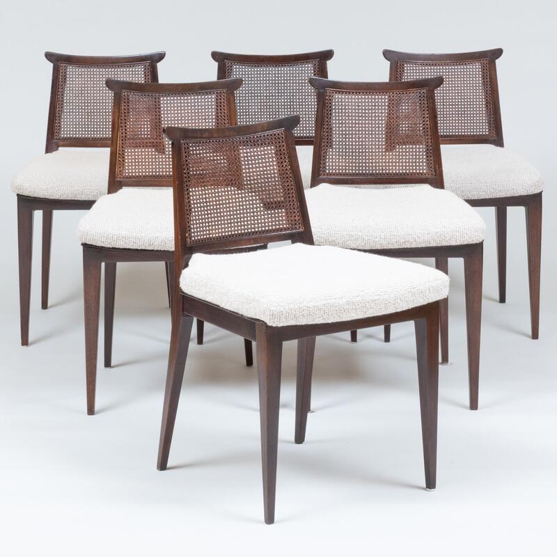 Appraisal: Set of Six Edward Wormley for Dunbar Mahogany Caned Dining