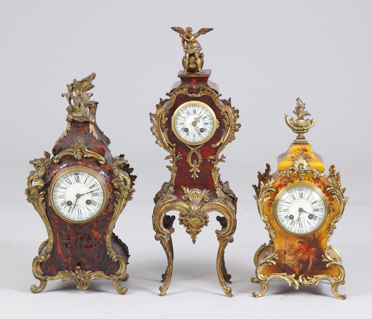 Appraisal: French Boule Clock Boule case with gilt bronze mounts and