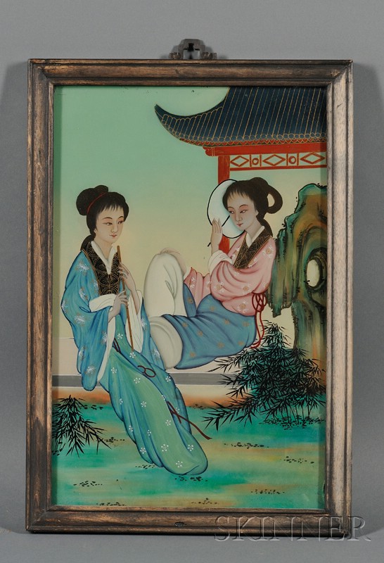 Appraisal: Chinese School th Century Two Ladies in a Courtyard Unsigned