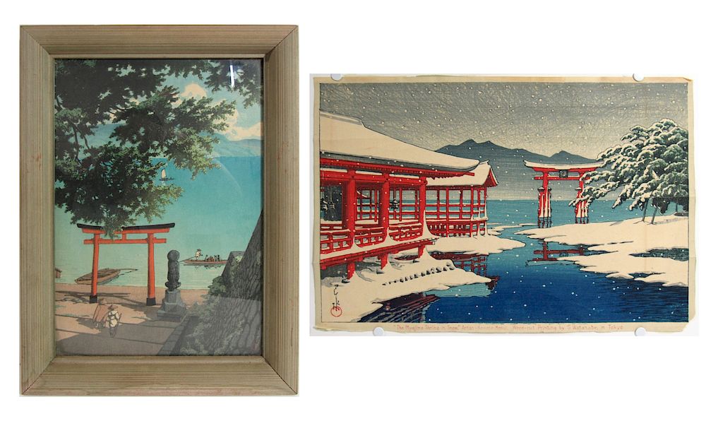 Appraisal: HASUI Kawase Japanese - Two Later Woodblock Prints Miyajima Shrine