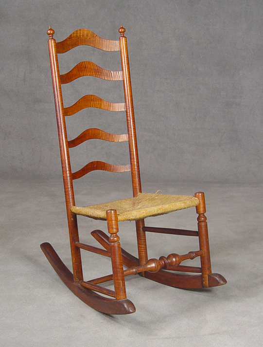 Appraisal: Queen Anne Delaware Valley Slat Back Chair Circa Stained curly