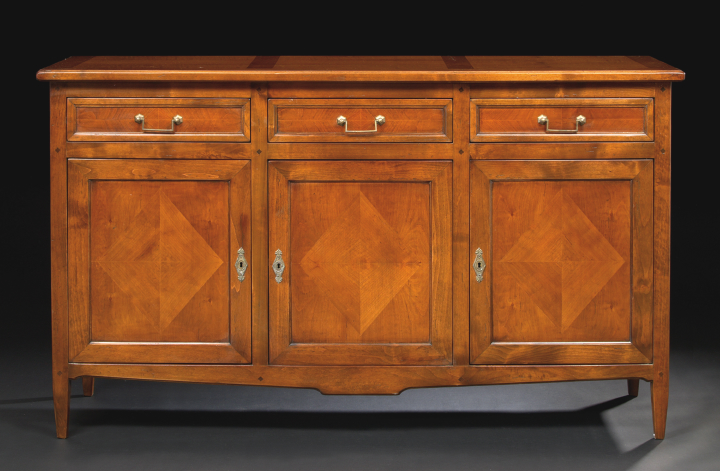 Appraisal: Louis XVI-Style Mahogany Buffet the banded rectangular top above a