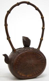 Appraisal: Chinese Carved Wood Bamboo Wine or Tea Pot Form of