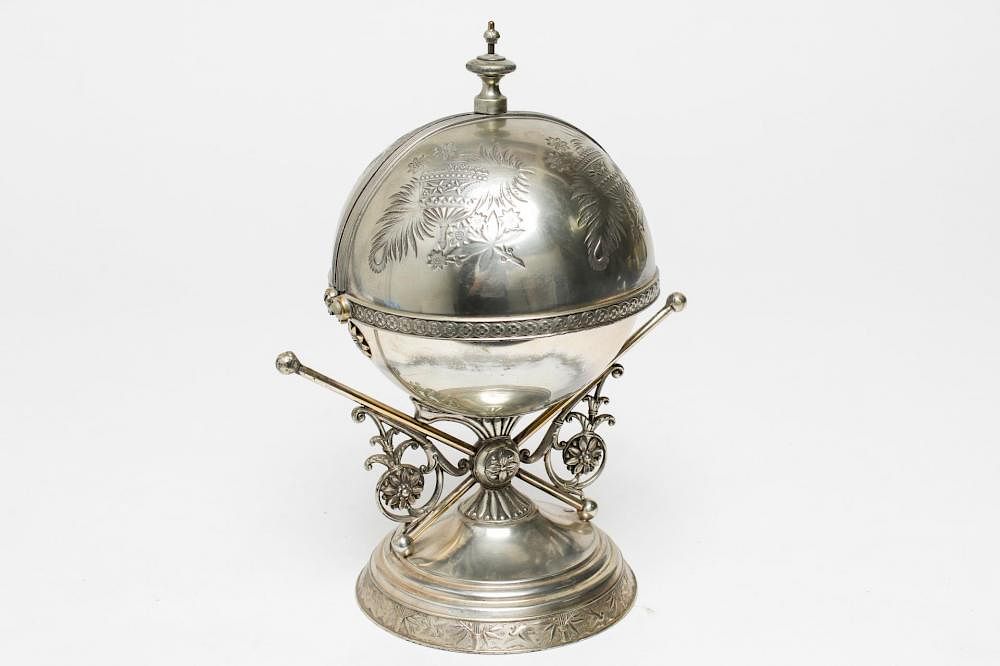 Appraisal: Victorian Silver-Plate Butter Keeper ca Victorian silver-plate butter keeper late