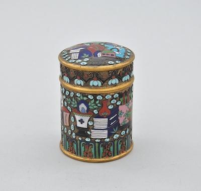 Appraisal: A Chinese Gilt Metal and Champleve Enamel Box With pictorial