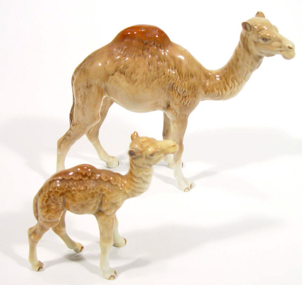 Appraisal: Hand painted Beswick camel and its young factory mark to