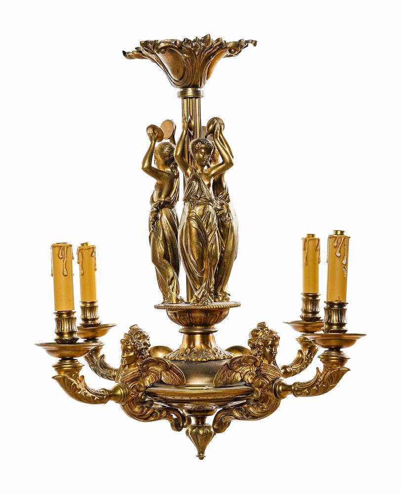 Appraisal: An Empire Style Gilt Bronze Figural Four-Light Chandelier An Empire