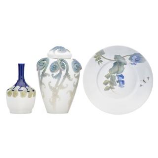 Appraisal: ROYAL COPENHAGEN Vase jar and plate ROYAL COPENHAGENVase with gingko