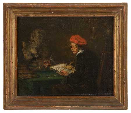 Appraisal: HONOR DAUMIER Le Dessinateur Oil on wood panel circa x