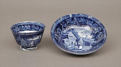 Appraisal: Adam's Blue Transfer-Printed Cup and Stand