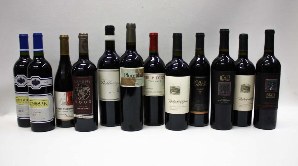 Appraisal: TWELVE BOTTLES OF VINTAGE CALIFORNIA RED WINE Pahlmeyer Merlot Peachy