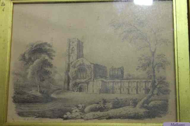 Appraisal: th Century English SchoolFountains Abbey signed R C Lee pencil