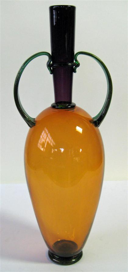 Appraisal: Multi-colored blown glass vasenine iron studios pennsylvania circa