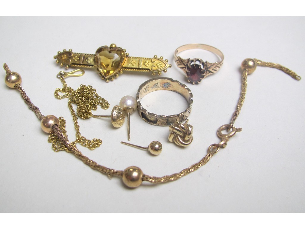 Appraisal: Lot comprising ct gold Cairngorm set Luckenbooth bar brooch two