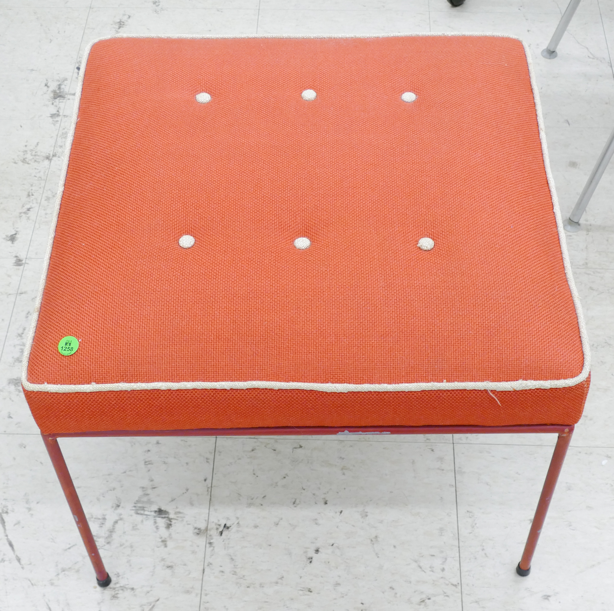 Appraisal: Paul McCobb Mid Century Red Tufted Square Bench ''x ''x