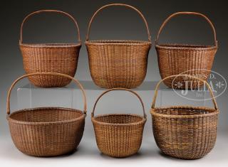 Appraisal: FINE GROUP OF NANTUCKET LIGHTSHIP BASKETS th-early th century Nantucket