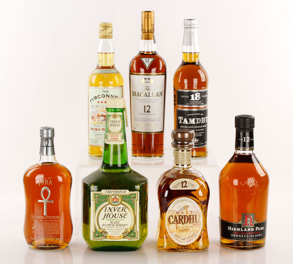 Appraisal: - Bottles Scotch and Irish Whiskey Seven bottles of single