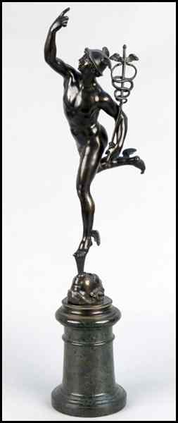 Appraisal: PATINATED BRONZE FIGURE OF MERCURY Cast after a model by