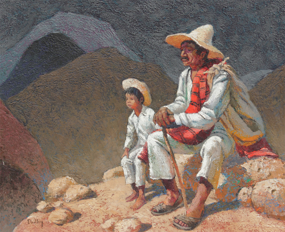 Appraisal: DUDLEY Jack American - Mexican Father Son Seated in a