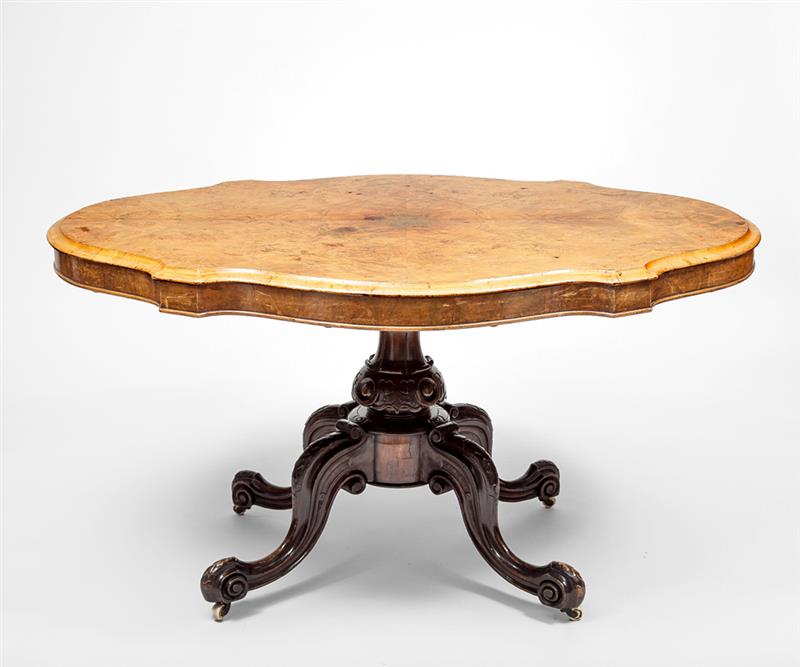 Appraisal: Victorian Walnut and Turtle-Top Center Table x ft in x